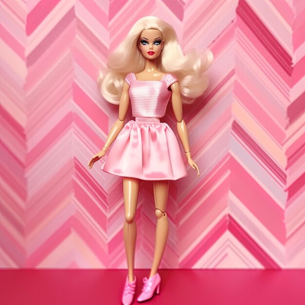 Barbie im rosa Outfit aus nächster Nähe