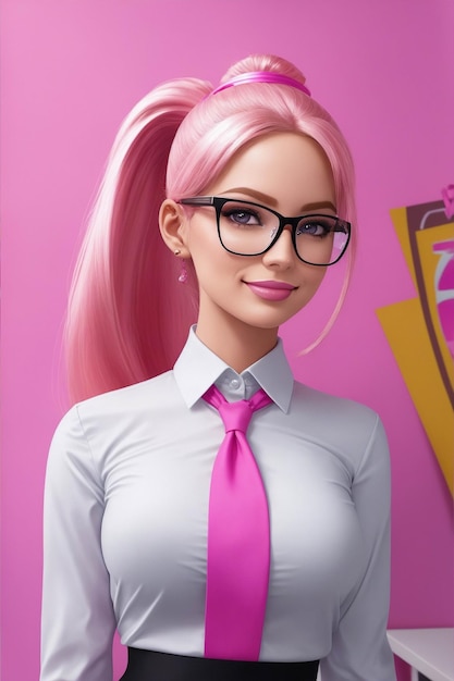 Barbie in der Bürobildillustration