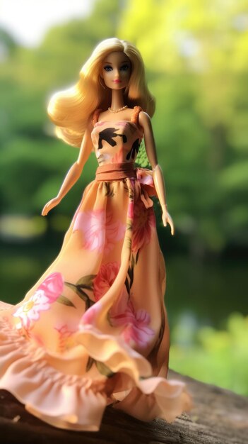 Barbie in einem flowy boho chic Sundress Schuss Generative Ai