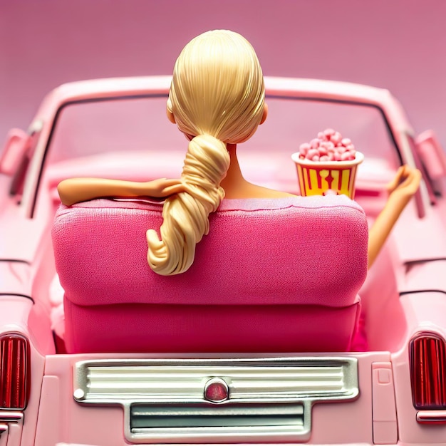 Barbie in einem modernen Auto