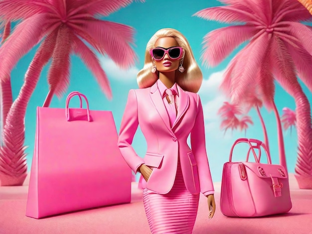 Barbie indo para o Shopping Summer Trendy Outfit AI gerado