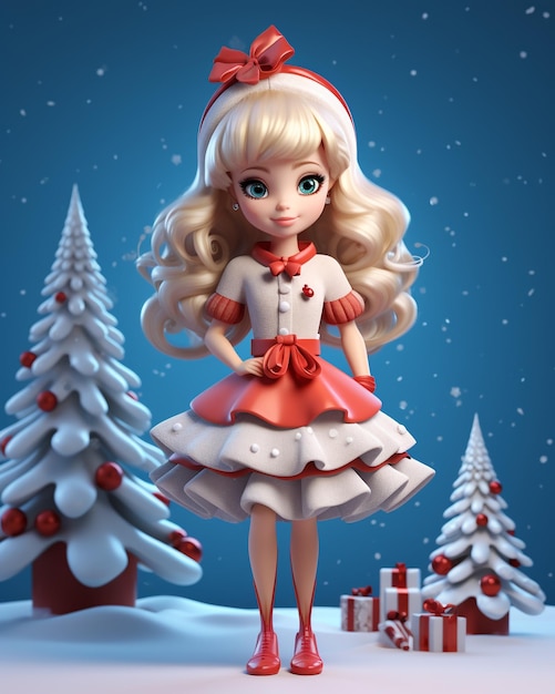 Barbie linda 3D que celebra la Navidad