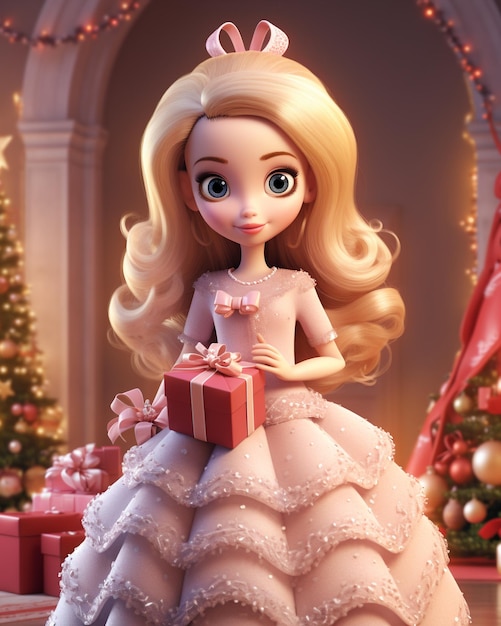 Barbie linda 3D que celebra la Navidad