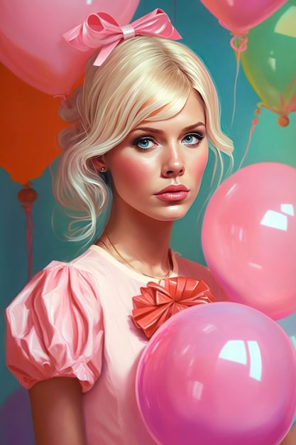 Barbie mit Luftballons