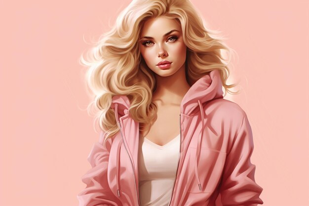 Barbie muñeca linda chica rubia traje rosa chaqueta papel tapiz diseño de fondo