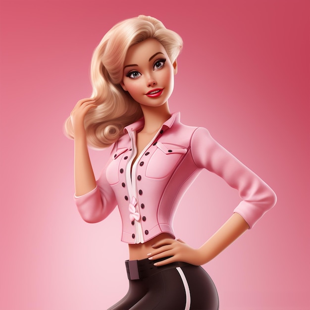 Barbie muñeca linda chica rubia traje rosa fondo de pantalla diseño de fondo