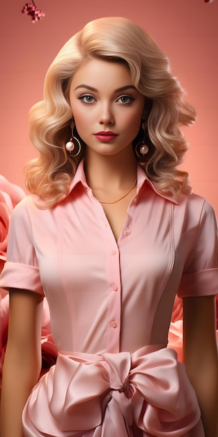 Barbie muñeca linda chica rubia traje rosa fondo de pantalla