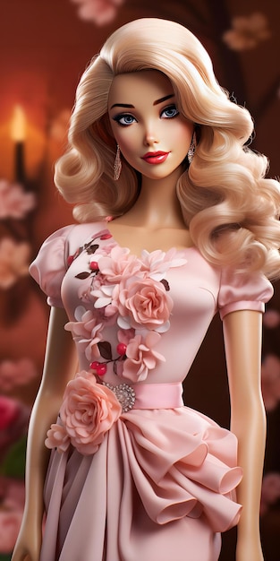 Barbie muñeca linda chica rubia traje rosa fondo de pantalla