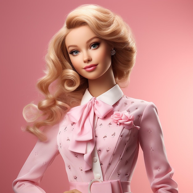 Barbie muñeca linda chica rubia traje rosa fondo de pantalla