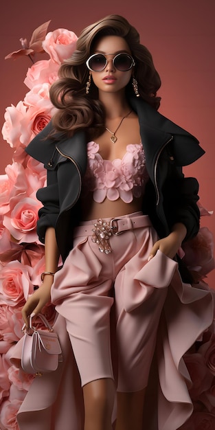 Barbie muñeca linda piel negra traje rosa fondo de pantalla