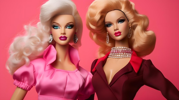 Barbie-Puppe süßes blondes Mädchen-Outfit rosa Tapeten-Hintergrunddesign