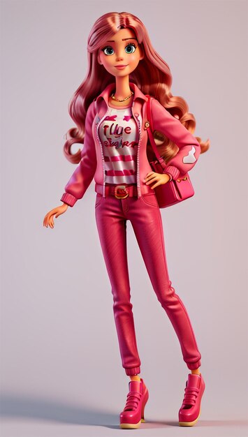 Barbie-Puppe trägt rote oder rosa Kleidung