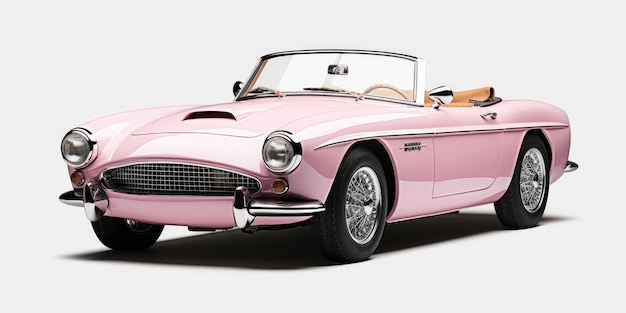 Barbie rosa Vintage-Sportwagen isoliert auf weißem Hintergrund