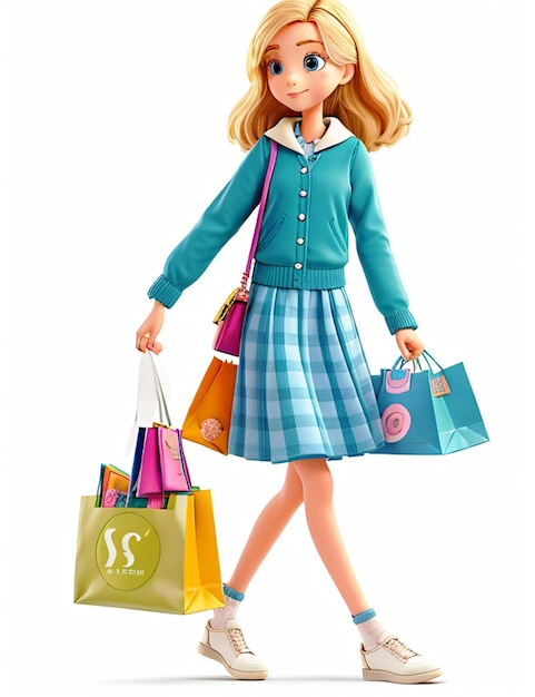 Barbie Shopaholic Summer Trendy Outfit Cute discoteca retrato de boneca de plástico Venda Modelo de boneca