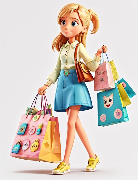 Barbie Shopaholic Summer Trendy Outfit Schöne Disco Plastikpuppe Porträt Verkaufsmodell Puppe