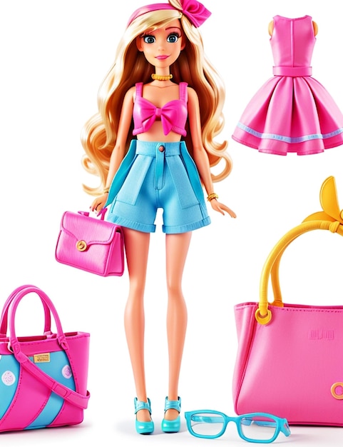 Barbie Shopaholic Summer Trendy Outfit Schöne Disco Plastikpuppe Porträt Verkaufsmodell Puppe