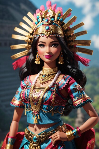 Barbie trägt das Kostüm von Teotihuacan