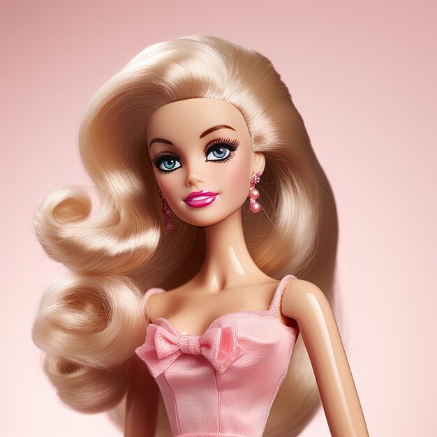 Barbie con el traje rosa de cerca