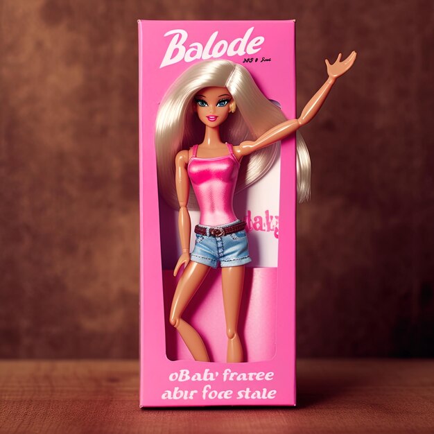 Barbie con el traje rosa de fondo rosa de cerca