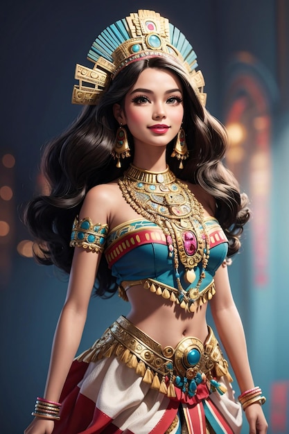 Barbie con el traje de Teotihuacan