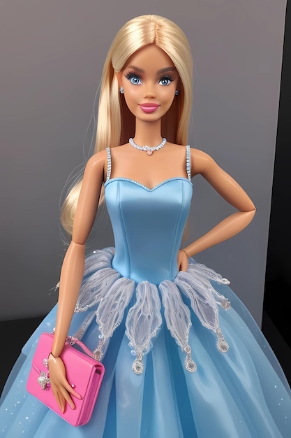 Foto barbie en vestido azul 8k