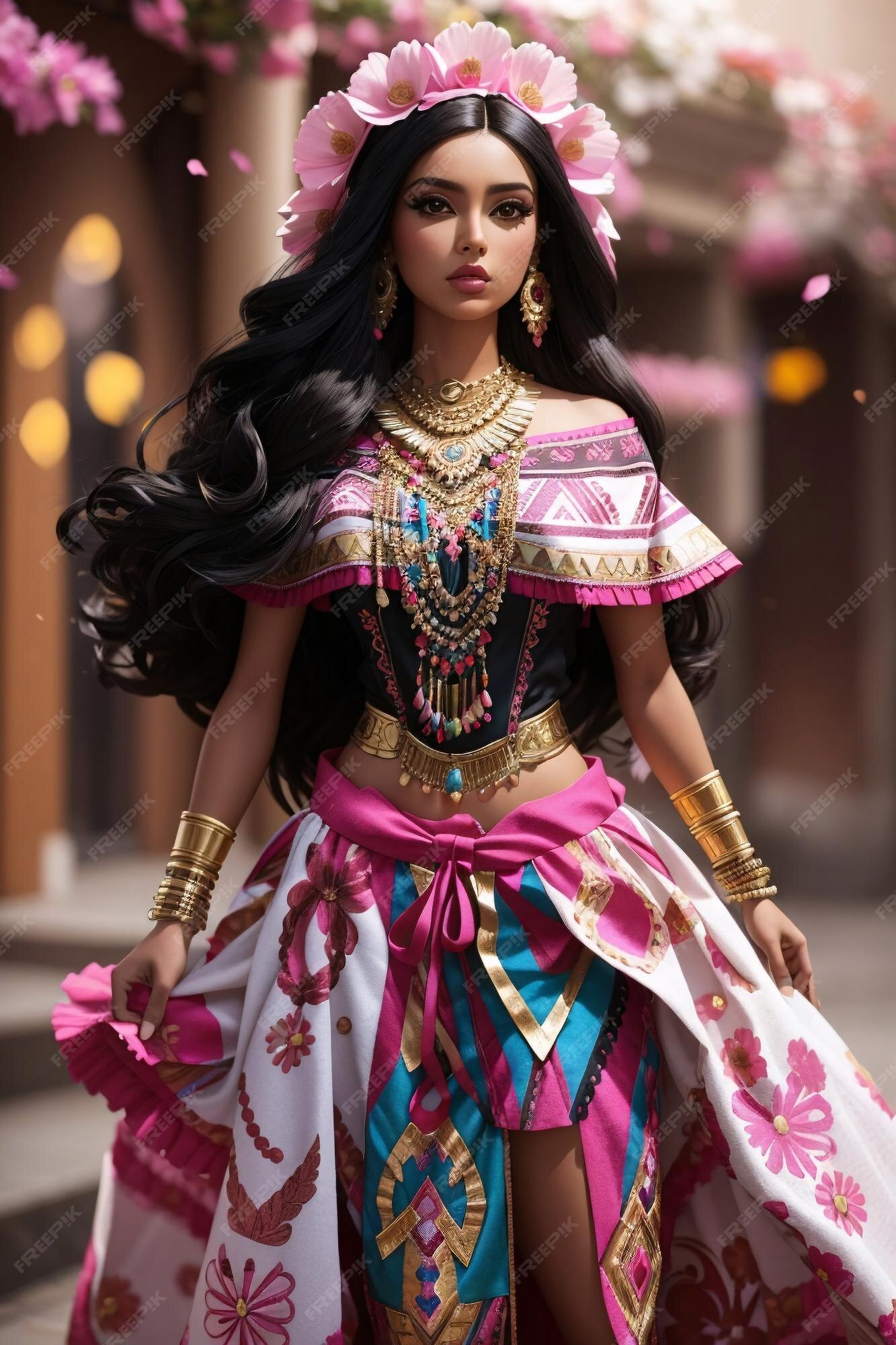 Barbie vestindo roupas tradicionais mexicanas