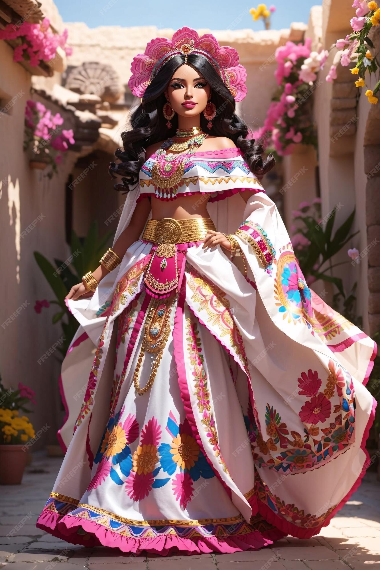 Barbie vestindo roupas tradicionais mexicanas