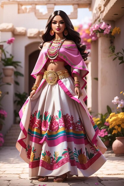 Barbie vestindo roupas tradicionais mexicanas