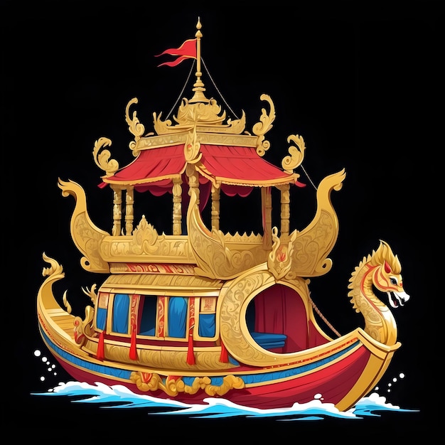 Foto barcaza real tailandesa barco de procesión real ceremonia tradicional tailandesa diseño de barcos adornados cultura tailandesa