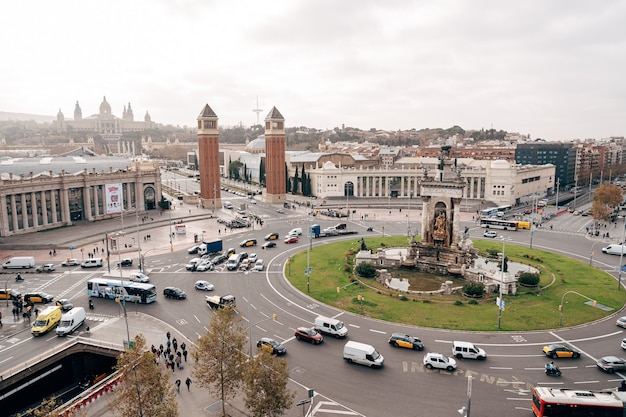 Barcelona espanha dezembro plaza de espana em barcelona a praça da capital da catalunha