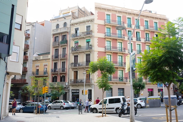 Barcelona Spanien Allgemeine Straße und Gebäudeansicht von Barcelona-Straßen.