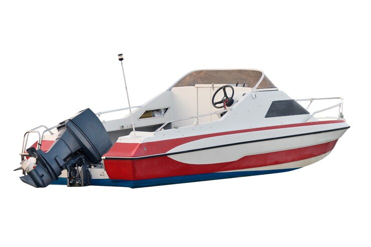 Foto barco a motor isolado no branco