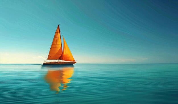 Barco a vela nas águas calmas O conceito de viagem e liberdade