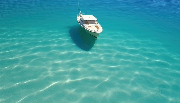 Un barco en el agua clara