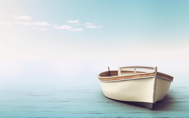 Un barco en el agua con un fondo de cielo