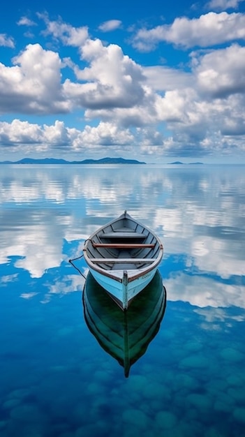 Foto barco en agua de mar muy clara