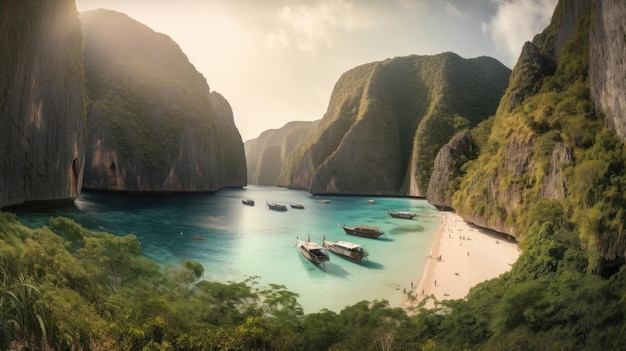 Un barco en el agua en phi phi