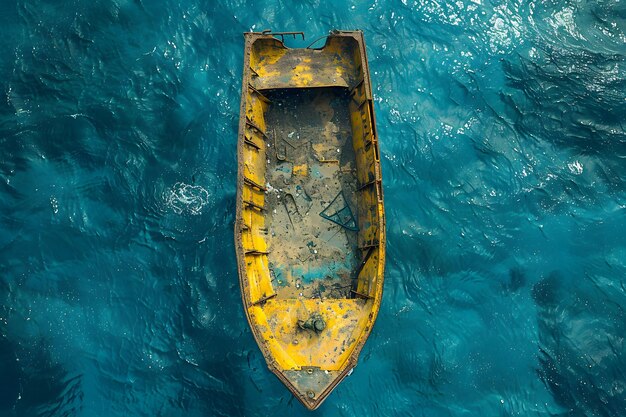 Barco amarillo flotando en el agua