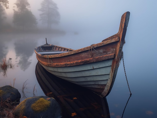 Barco ancorado no lago