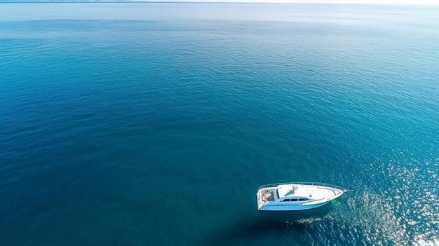 barco arafed en el medio del océano con un barco en el medio generativo ai