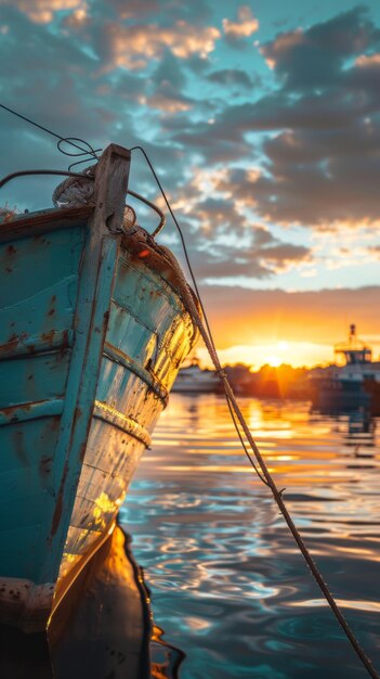 Barco azul na água