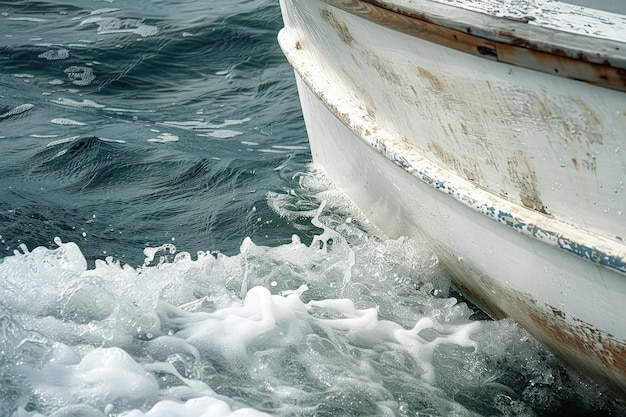 Un barco blanco en el medio de un cuerpo de agua