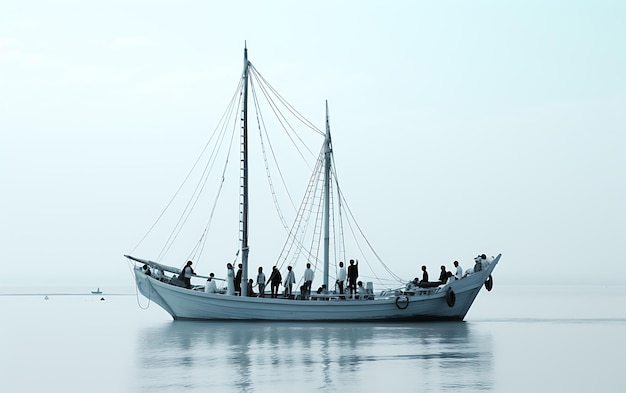 Foto barco blanco y negro en el agua