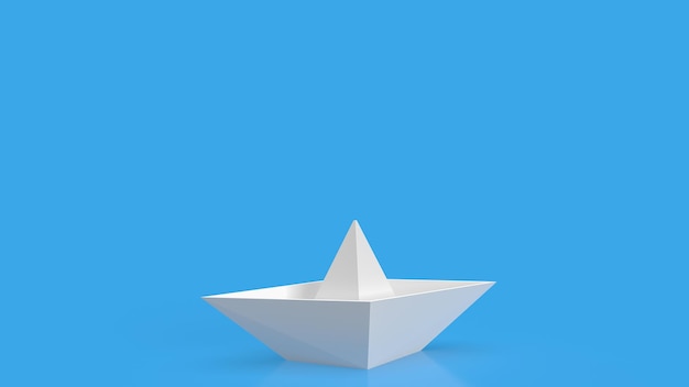 El barco blanco sobre fondo azul para la representación 3d del concepto de negocio