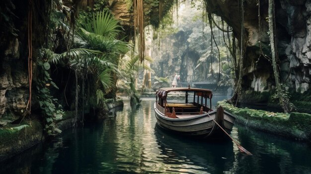 Un barco en un bosque tropical