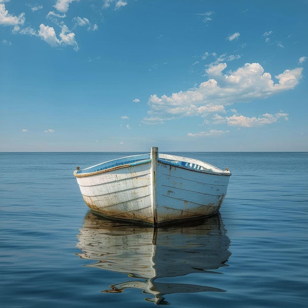 Barco branco flutuando na água