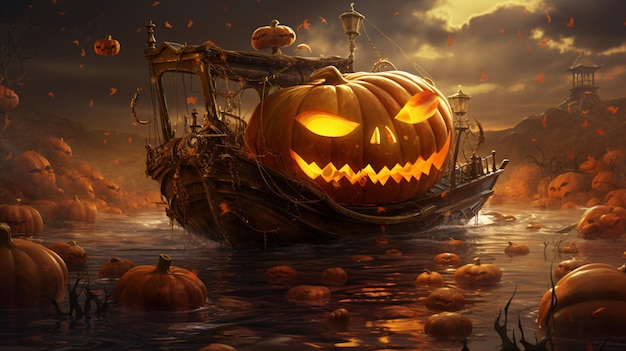 barco con calabaza oscura