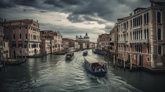 Un barco en un canal de Venecia