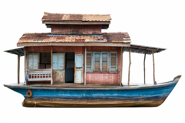 El barco de la casa sobre un fondo blanco