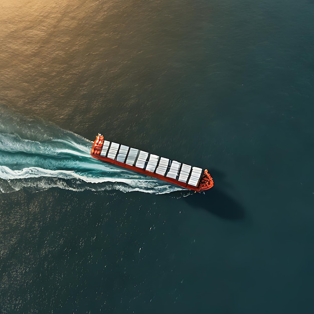 Foto un barco con un casco rojo está navegando en el agua